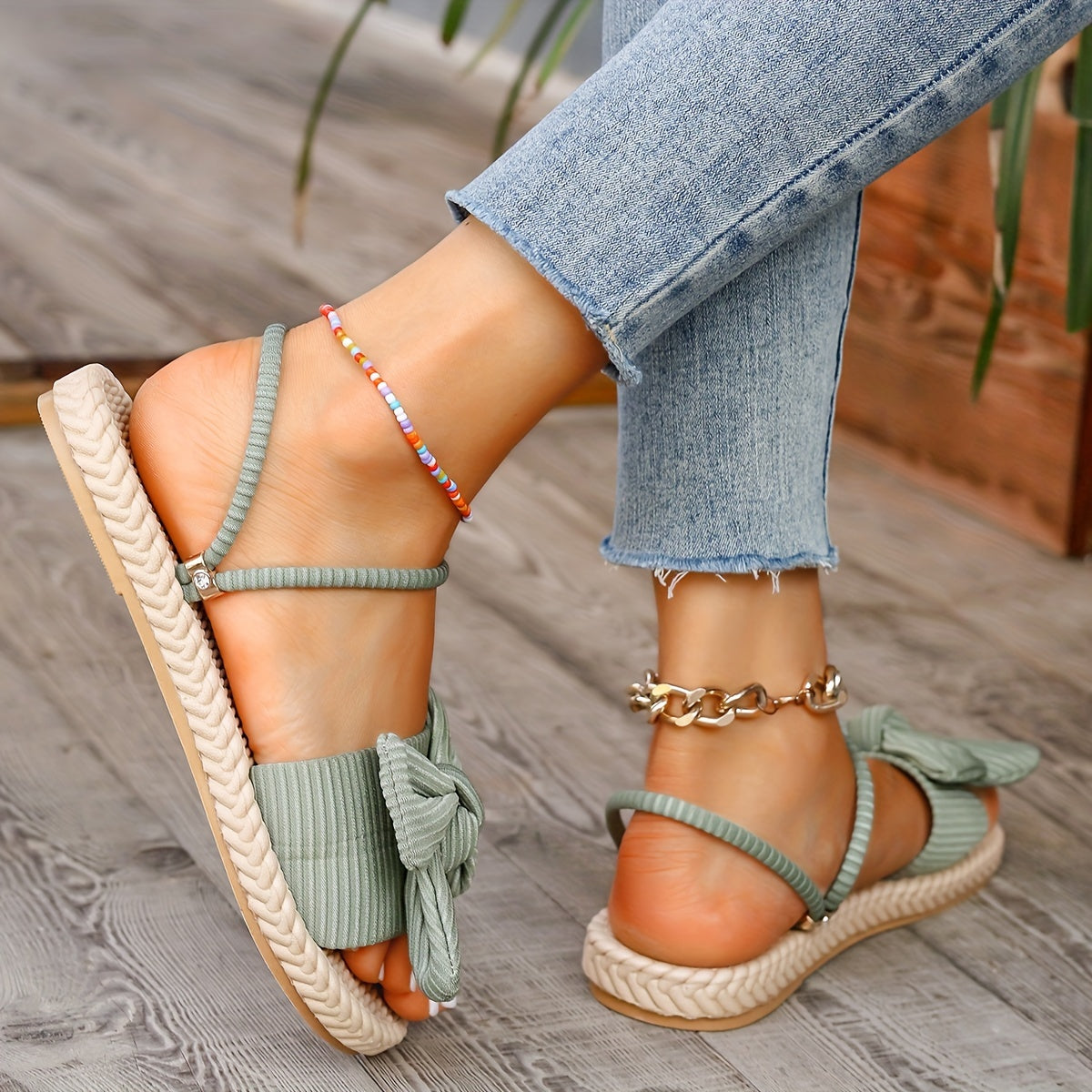 Elegante Slip-on-Sandalen mit Schleife – Stil & Komfort