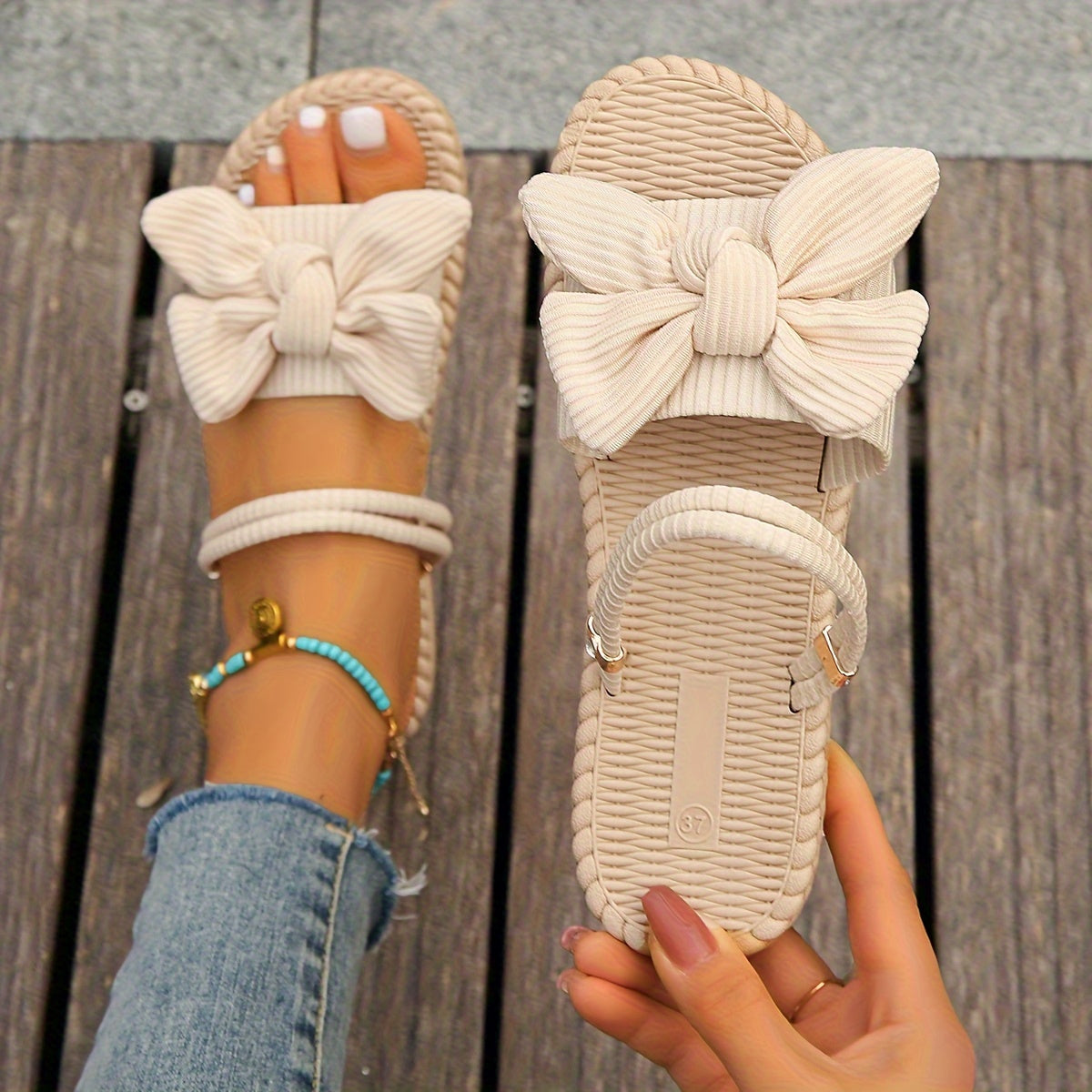 Elegante Slip-on-Sandalen mit Schleife – Stil & Komfort