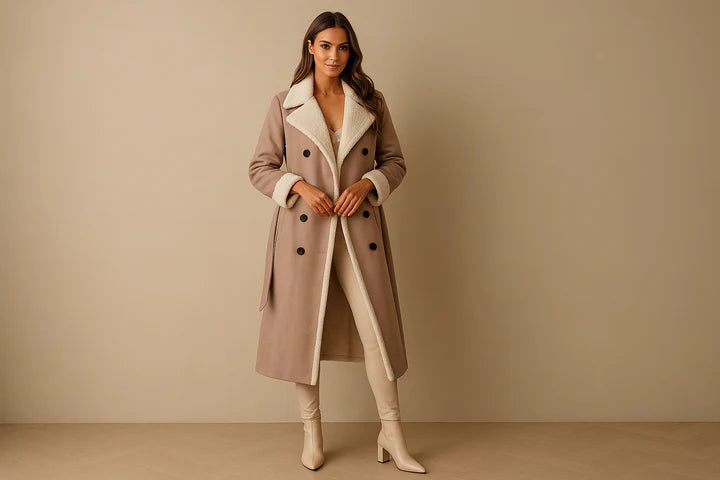 Damen Mantel Mit Teddyfutter – Langer Kunstledermantel Gefüttert Für Herbst & Winter