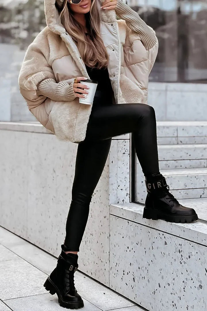 Damen Winterjacke Mit Kapuze Und Kunstpelz Für Freizeit & Alltag