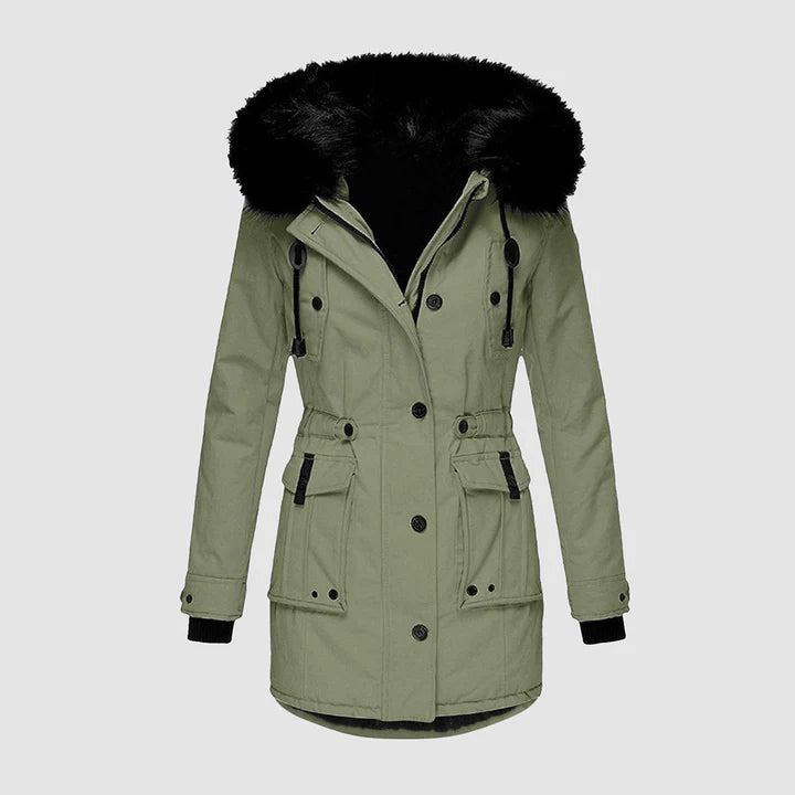 Damen Winterparka Mit Kapuze & Kunstpelz – Warm Gefüttert Für Herbst & Winter