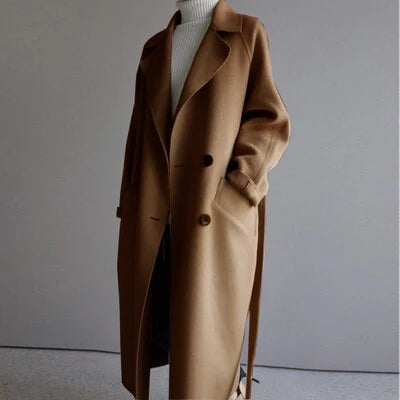 Eleganter Damen Wollmantel Mit Bindegürtel – Zeitlos, Warm & Stilvoll Für Herbst & Winter