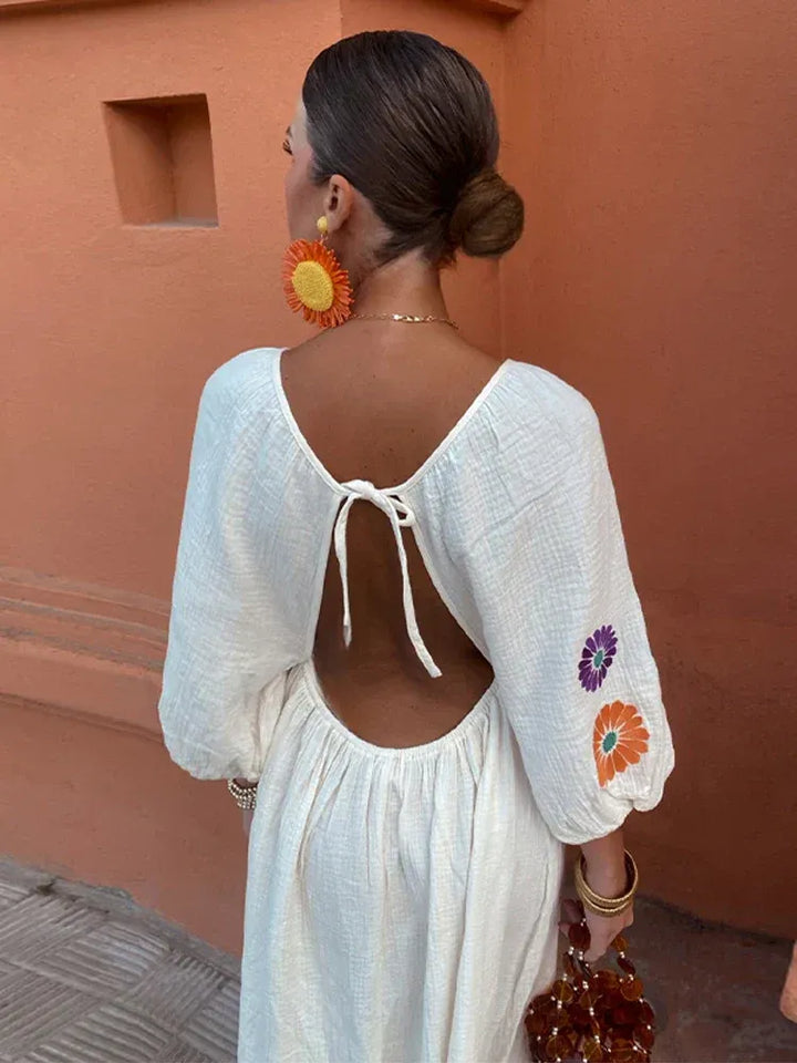 Losvallende Maxi Jurk Met Pofmouw | Zomer & Vakantie