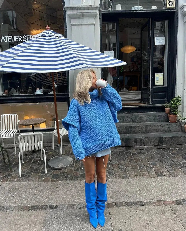 Damen Strickpullover Mit Rollkragen – Oversize Design Aus Grobstrick