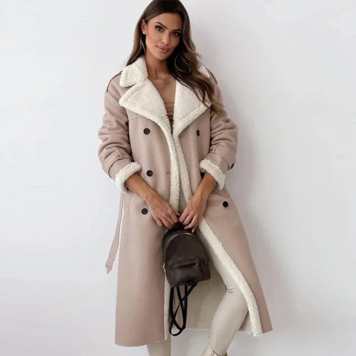 Damen Mantel Mit Teddyfutter – Langer Kunstledermantel Gefüttert Für Herbst & Winter