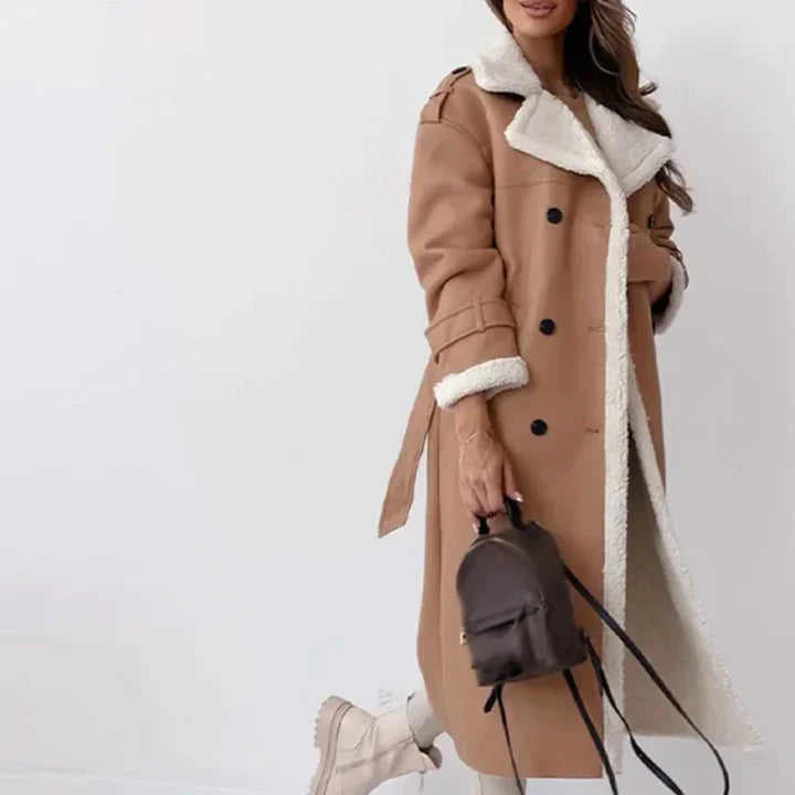 Damen Mantel Mit Teddyfutter – Langer Kunstledermantel Gefüttert Für Herbst & Winter