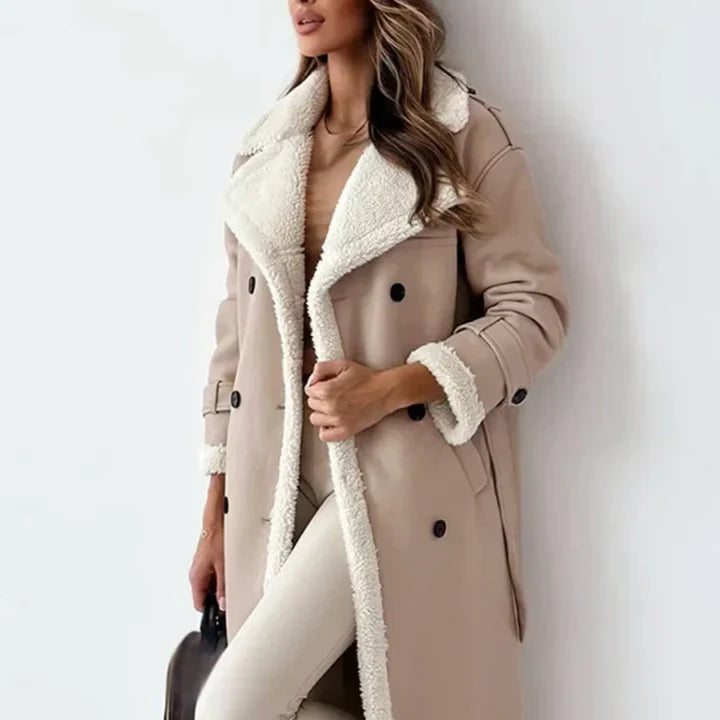 Damen Mantel Mit Teddyfutter – Langer Kunstledermantel Gefüttert Für Herbst & Winter
