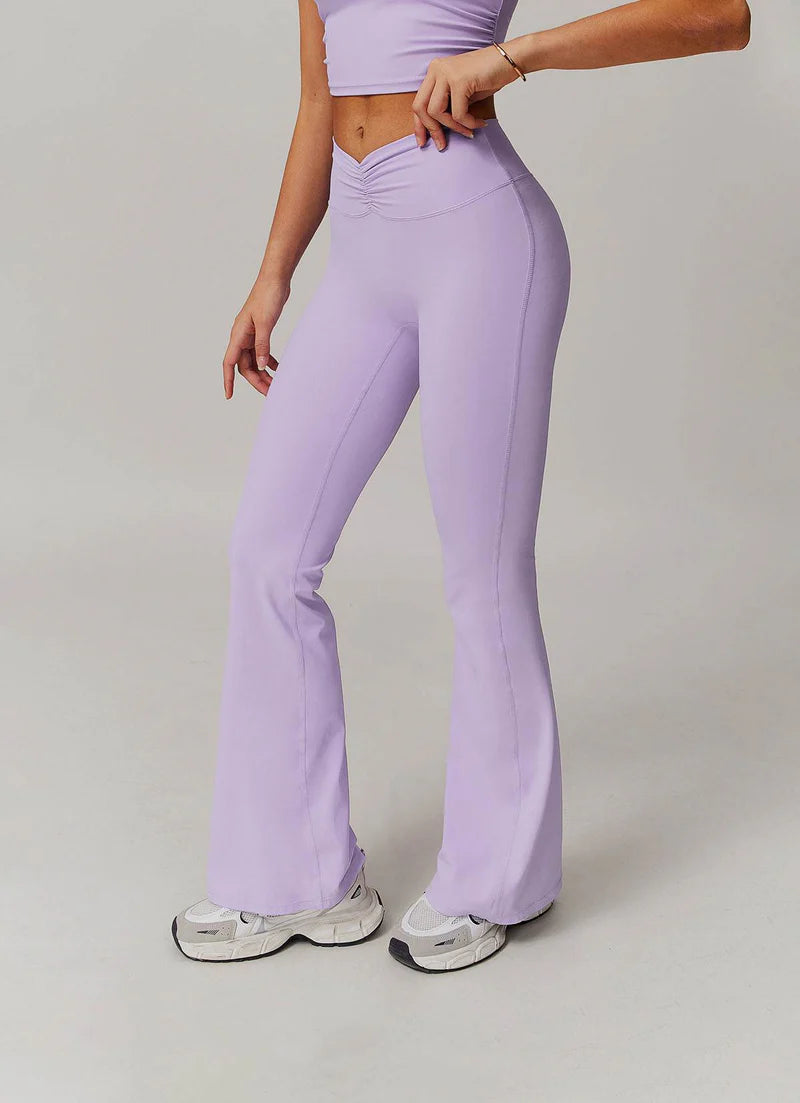 Bootcut Yoga Leggings Damen mit V-Cross Waist – Fitnesshose