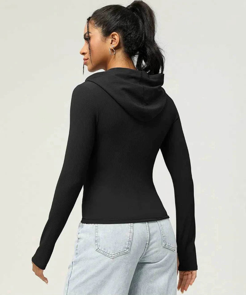 Damen Kapuzenjacke mit Reißverschluss – Figurbetont & Sportlich