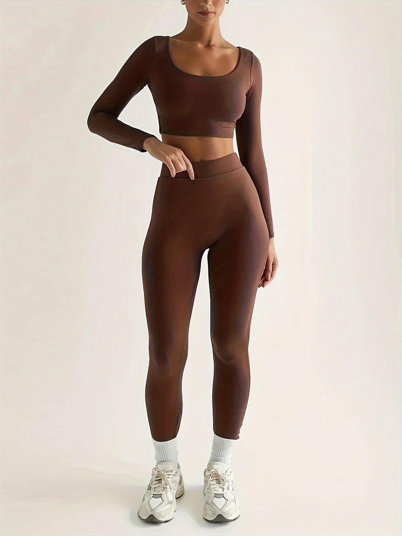 Damen Sport Set mit Leggings & Crop Top – Fitness Outfit