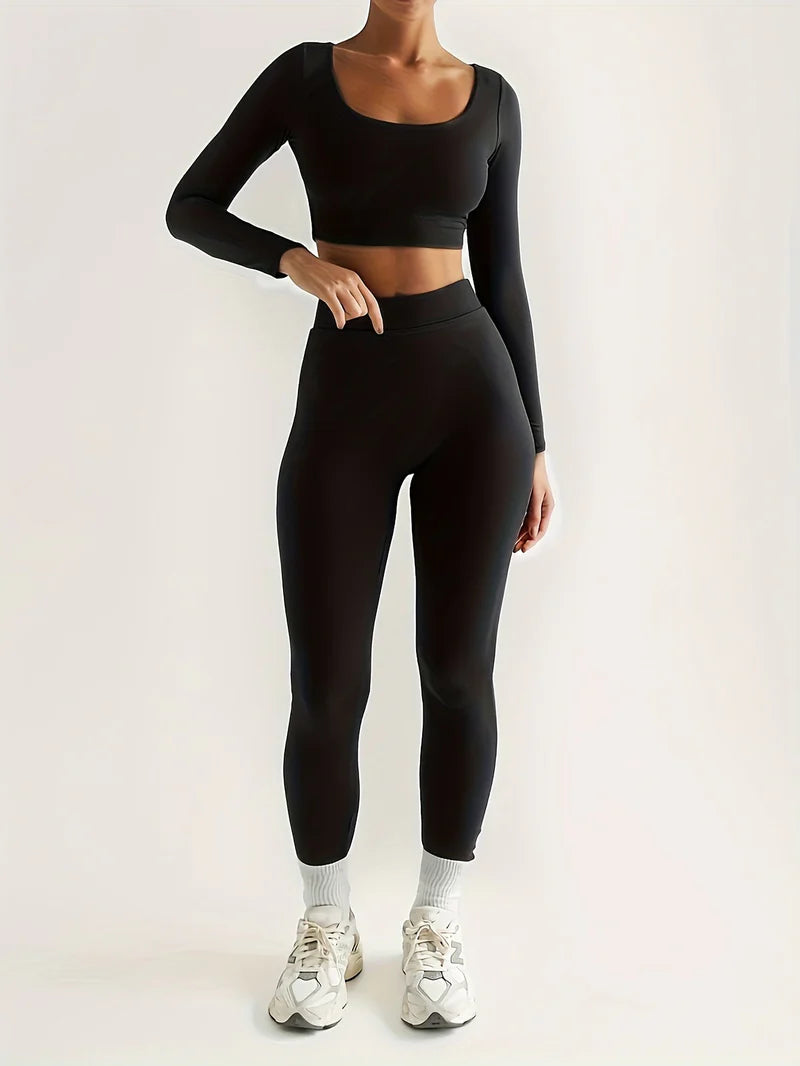 Damen Sport Set mit Leggings & Crop Top – Fitness Outfit