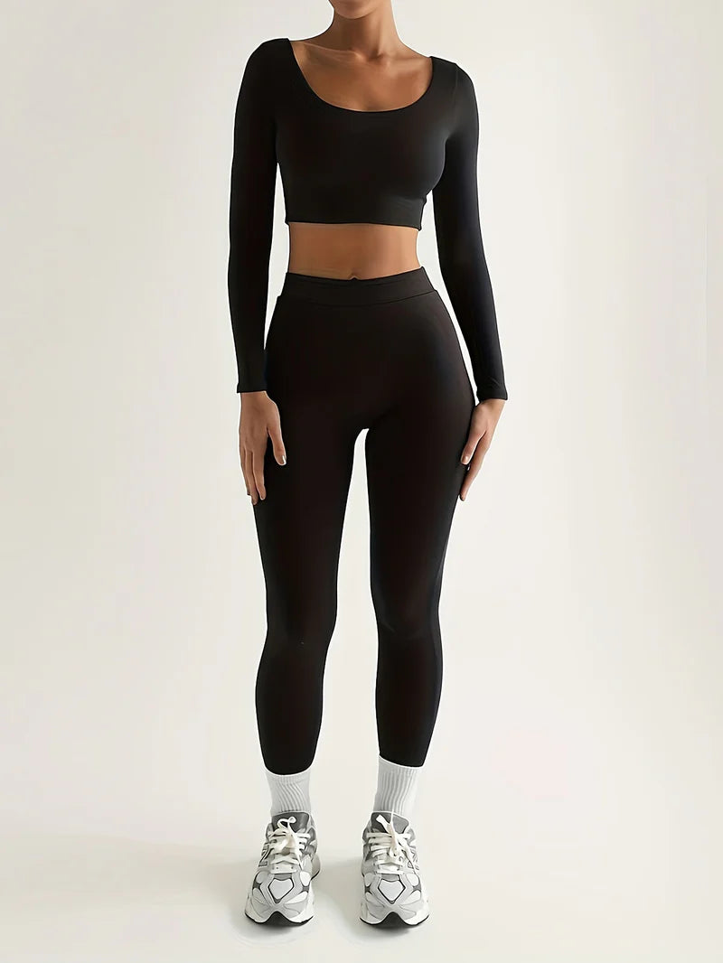 Damen Sport Set mit Leggings & Crop Top – Fitness Outfit