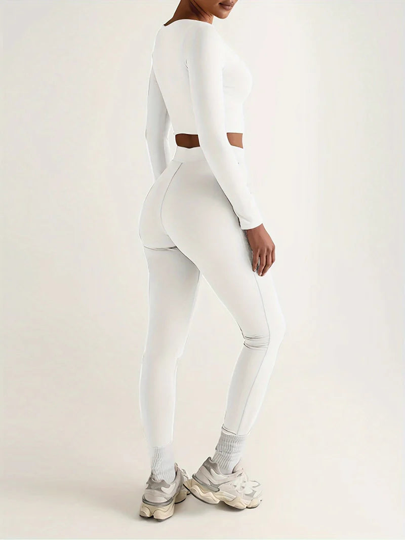 Damen Sport Set mit Leggings & Crop Top – Fitness Outfit