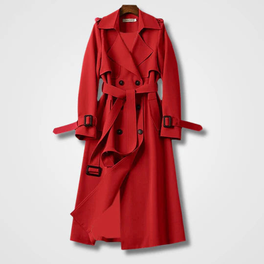 Damen Trenchcoat rot auffällig modischer Übergangsmantel