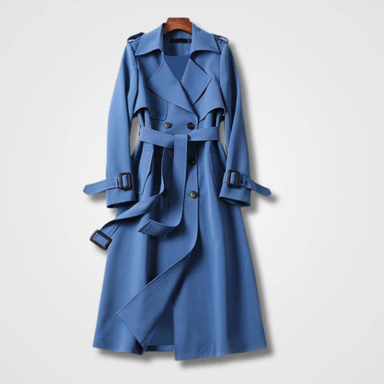 Damen Trenchcoat blau modern stilvoller Übergangsmantel