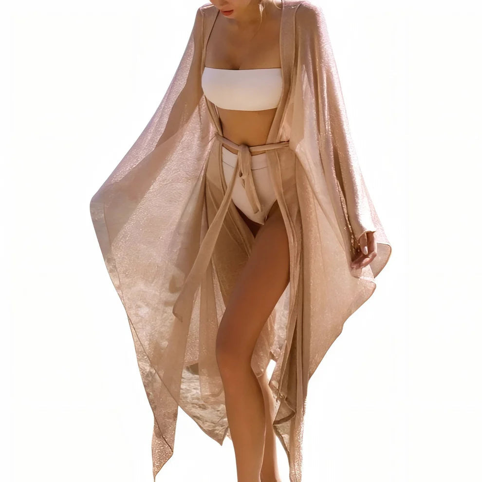 Glänzender transparenter Strand-Kimono