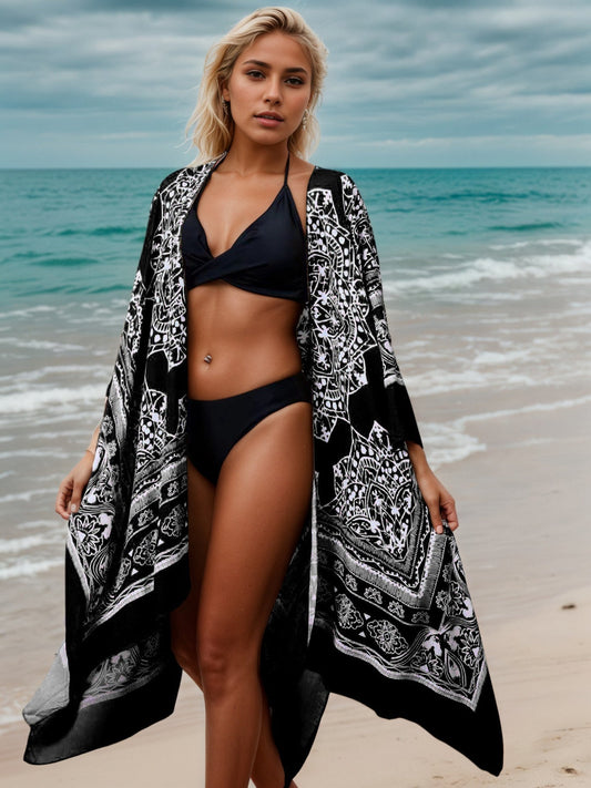 Baumwoll-Kimono mit Boho-Print – Strandkimono Damen