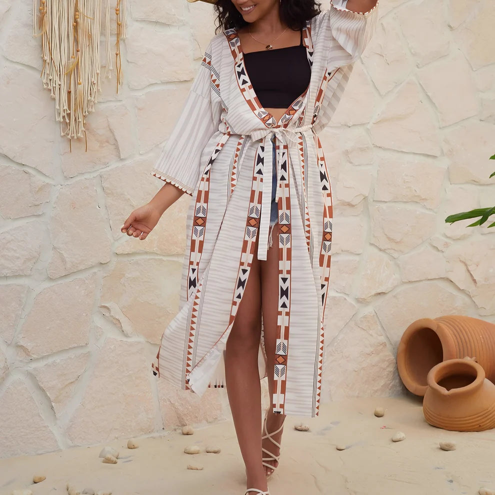 Ethno-Kimono mit Gürtel – Strandkimono Boho