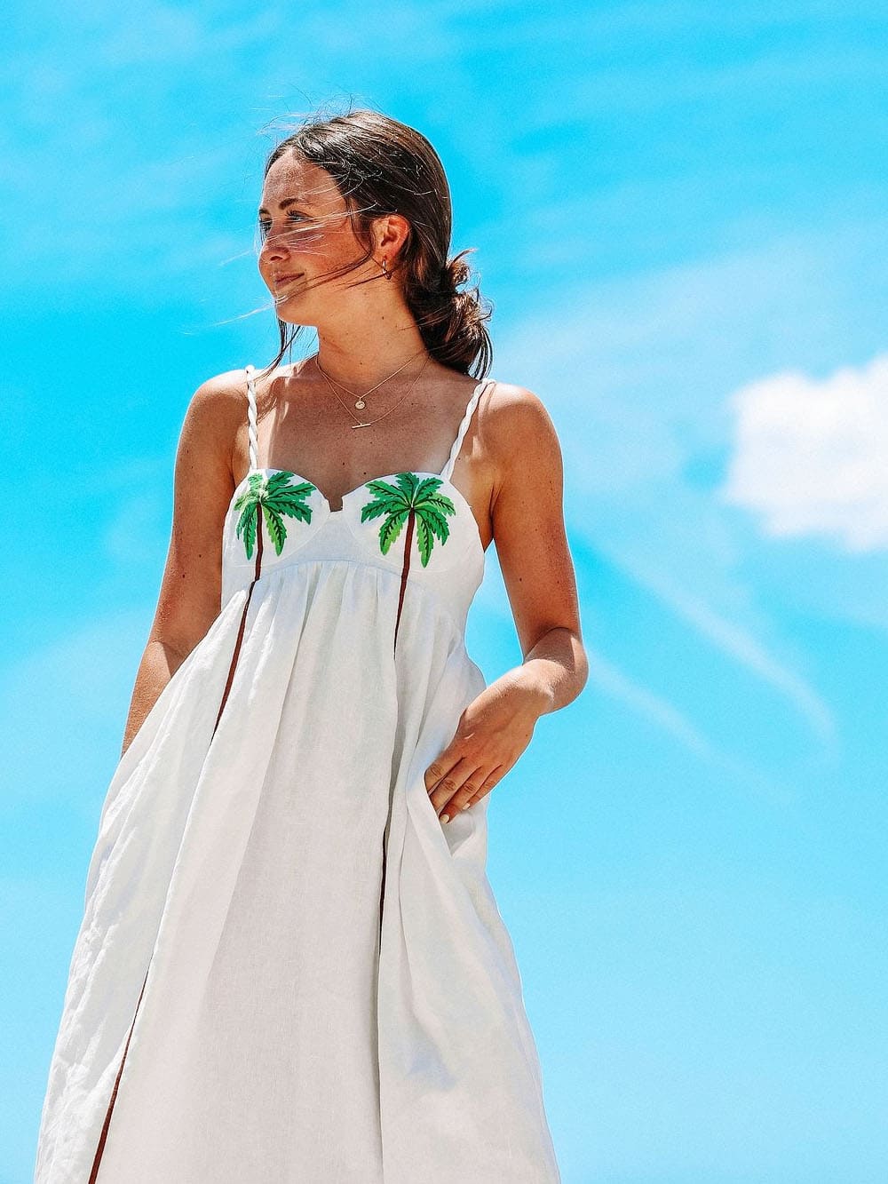 Lange Jurk Met Palmboompatroon | Comfort & Vakantie