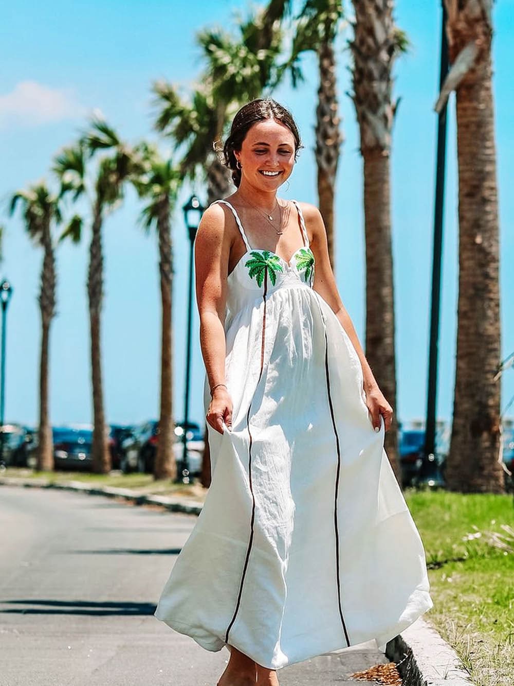 Lange Jurk Met Palmboompatroon | Comfort & Vakantie