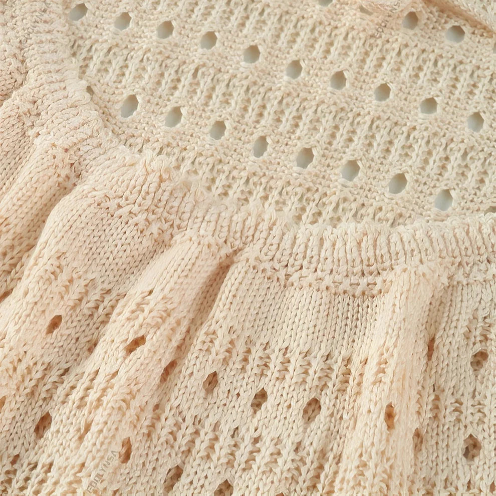 Gelbes Häkel-Maxikleid Rückenfrei – Boho Sommerkleid