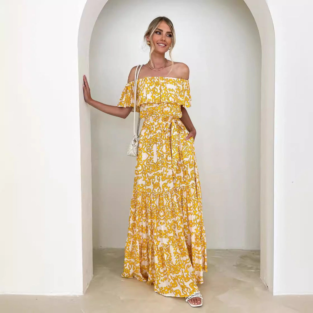 Sommerliches Maxikleid mit Off-Shoulder-Ausschnitt – Femininer Look & Luftiger Tragekomfort
