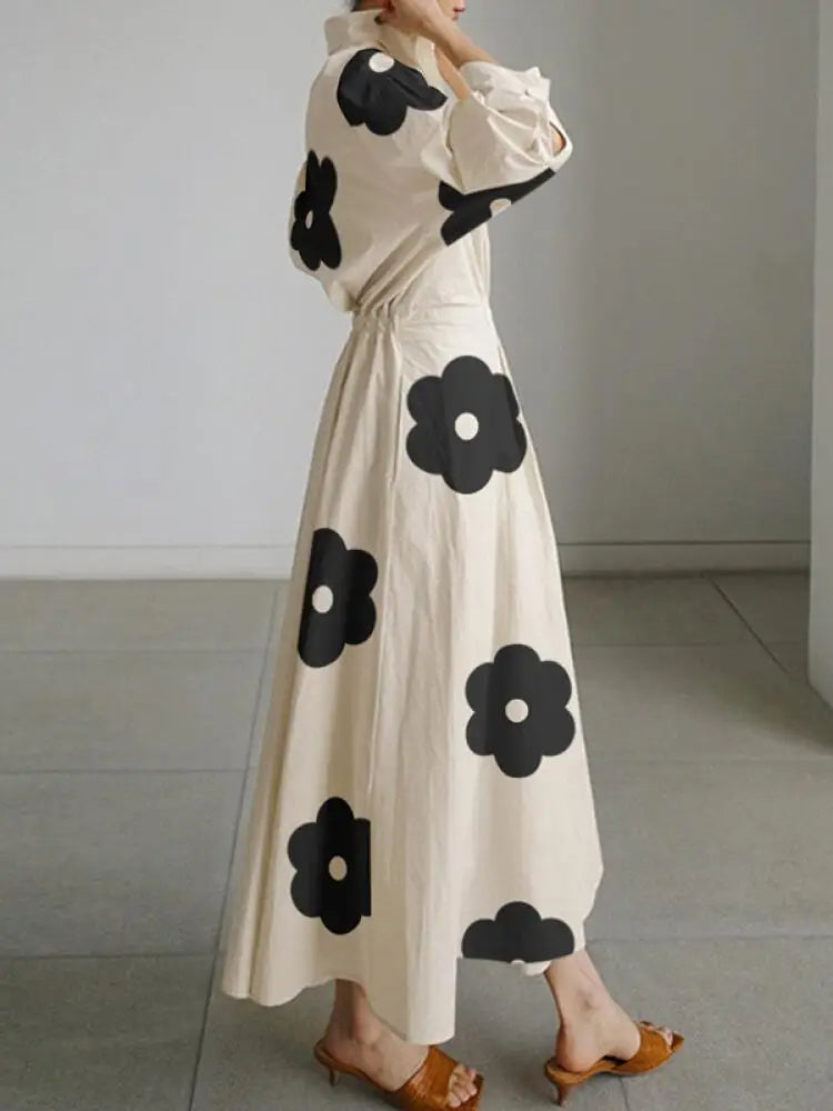 Elegantes Maxikleid mit Blumenprint & Bindegürtel – Sommermode