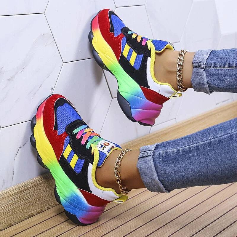 Damen Sneaker Bunt Regenbogen • Trendige & Bequeme