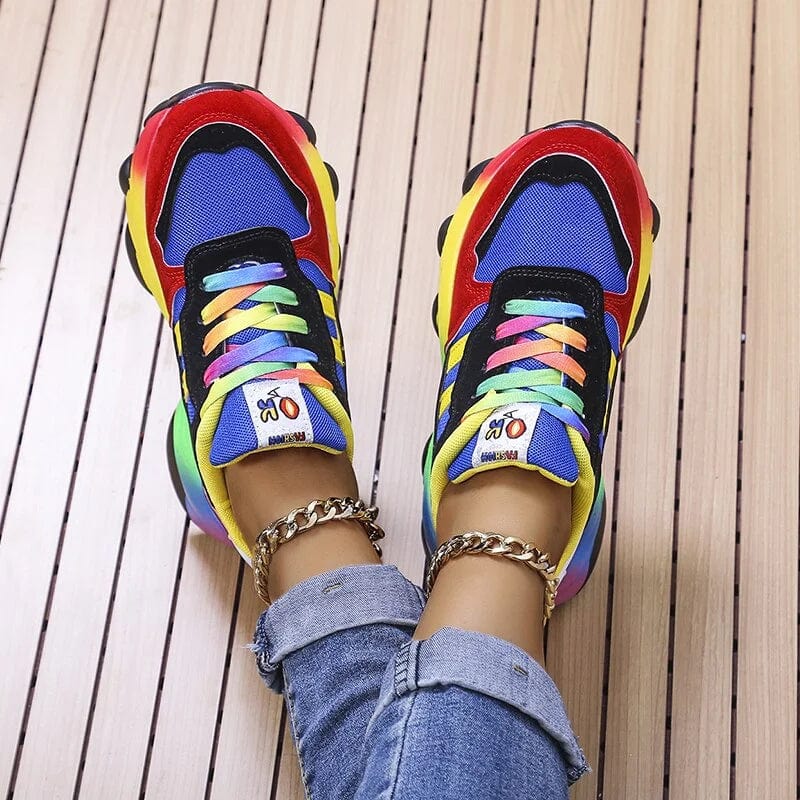 Damen Sneaker Bunt Regenbogen • Trendige & Bequeme