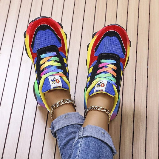 Damen Sneaker Bunt Regenbogen • Trendige & Bequeme