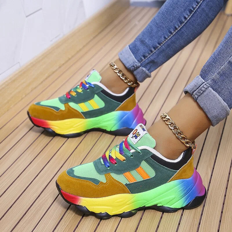 Damen Sneaker Bunt Regenbogen • Trendige & Bequeme