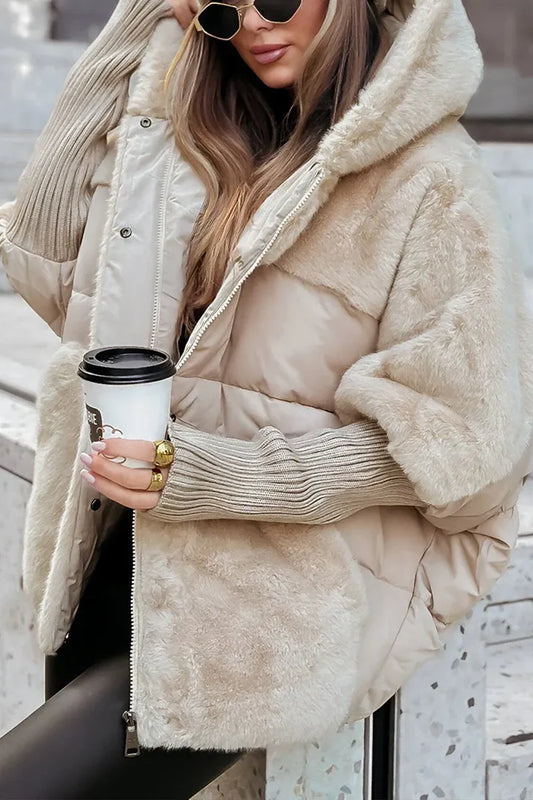 Damen Winterjacke Mit Kapuze Und Kunstpelz Für Freizeit & Alltag
