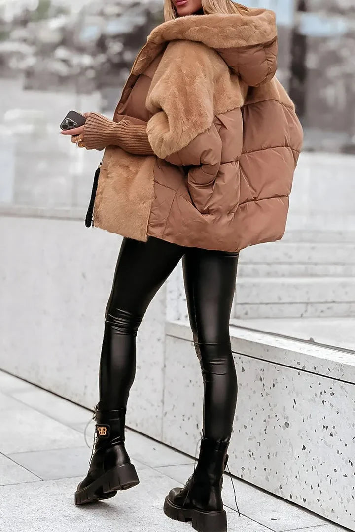 Damen Winterjacke Mit Kapuze Und Kunstpelz Für Freizeit & Alltag