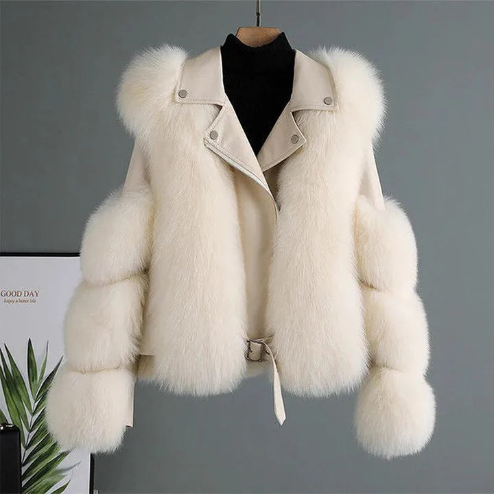 Damen Lederjacke Mit Kunstpelzärmeln – Eleganter Look Für Herbst & Winter