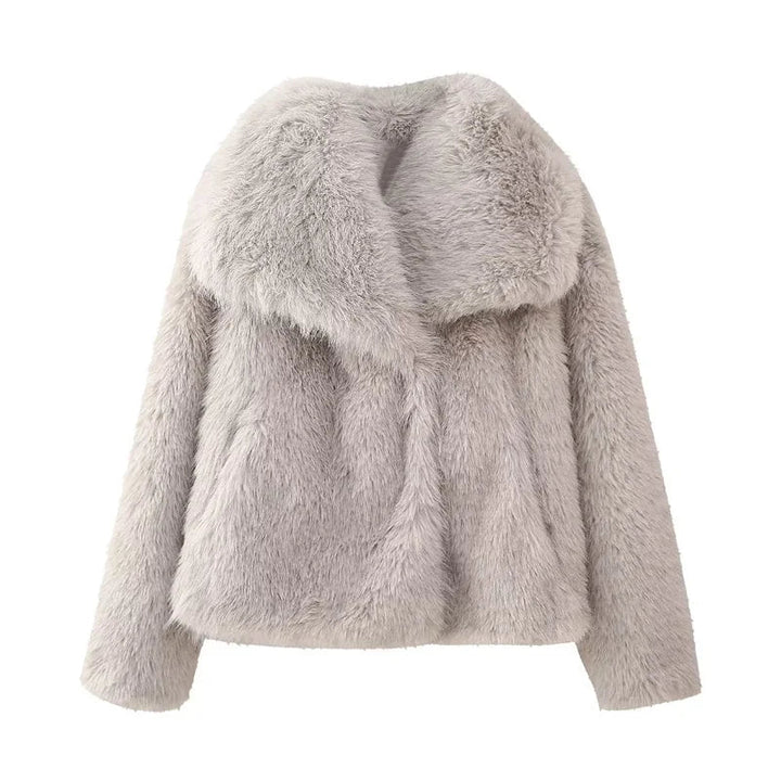 Damen Kunstpelz Jacke Mit Großem Kragen – Elegante Winterjacke Für Alltag & Anlässe