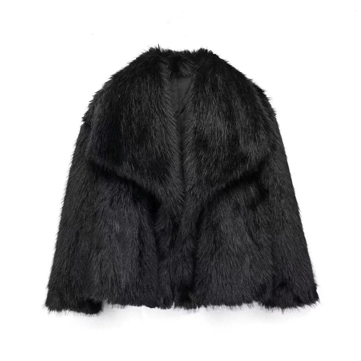 Damen Kunstpelz Jacke Mit Großem Kragen – Elegante Winterjacke Für Alltag & Anlässe
