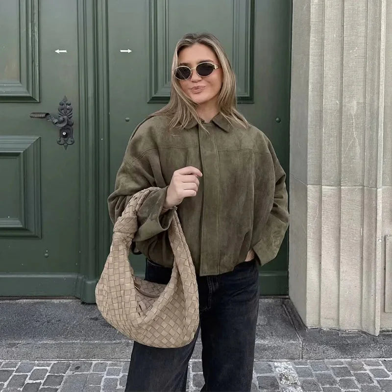 Damen Oversize Jacke im Vintage-Look – Leicht & Vielseitig für Übergang und Alltag