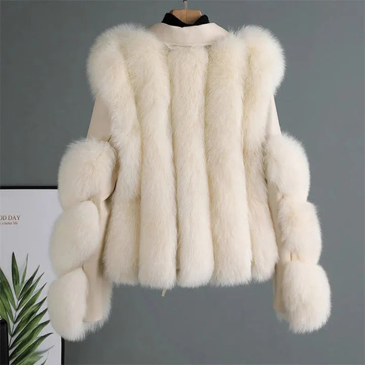 Damen Lederjacke Mit Kunstpelzärmeln – Eleganter Look Für Herbst & Winter