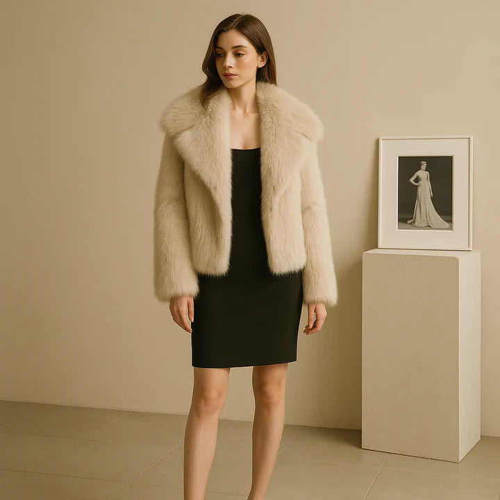 Damen Kunstpelz Jacke Mit Großem Kragen – Elegante Winterjacke Für Alltag & Anlässe