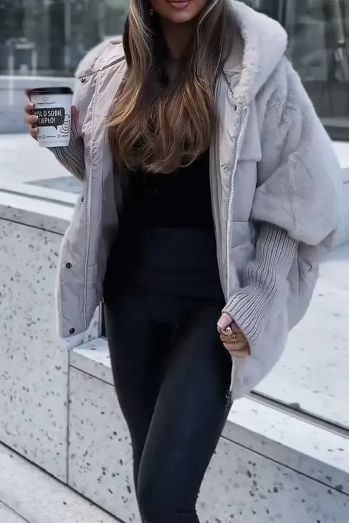 Damen Winterjacke Mit Kapuze Und Kunstpelz Für Freizeit & Alltag