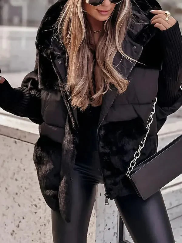 Damen Winterjacke Mit Kapuze Und Kunstpelz Für Freizeit & Alltag
