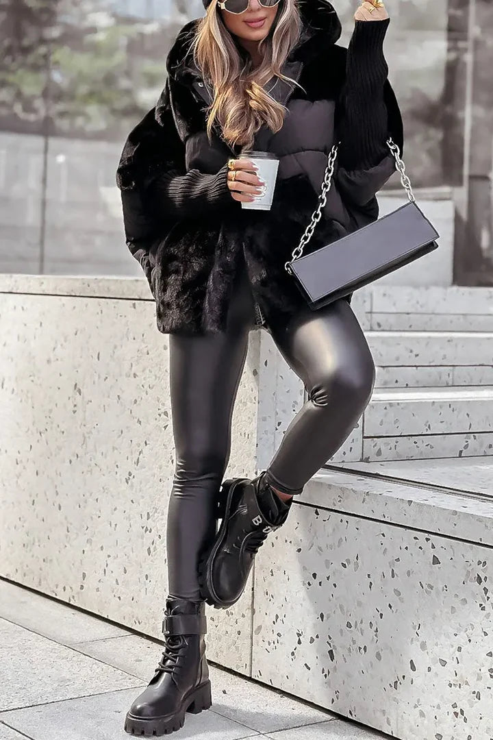 Damen Winterjacke Mit Kapuze Und Kunstpelz Für Freizeit & Alltag