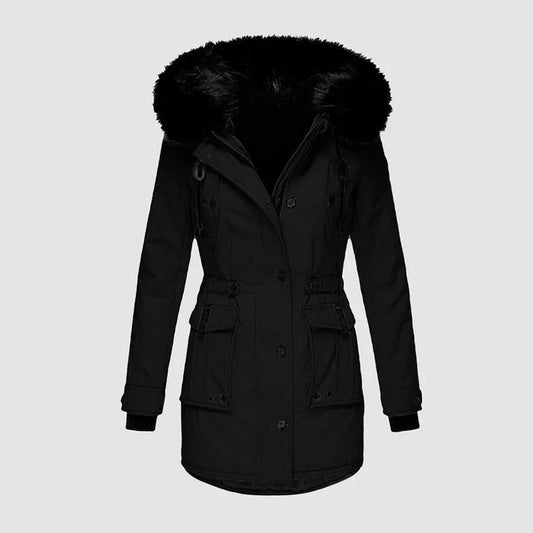 Damen Winterparka Mit Kapuze & Kunstpelz – Warm Gefüttert Für Herbst & Winter