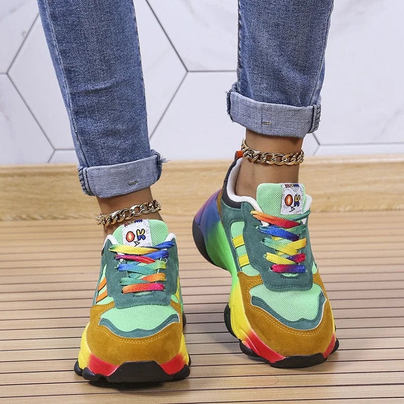 Damen Sneaker Bunt Regenbogen • Trendige & Bequeme