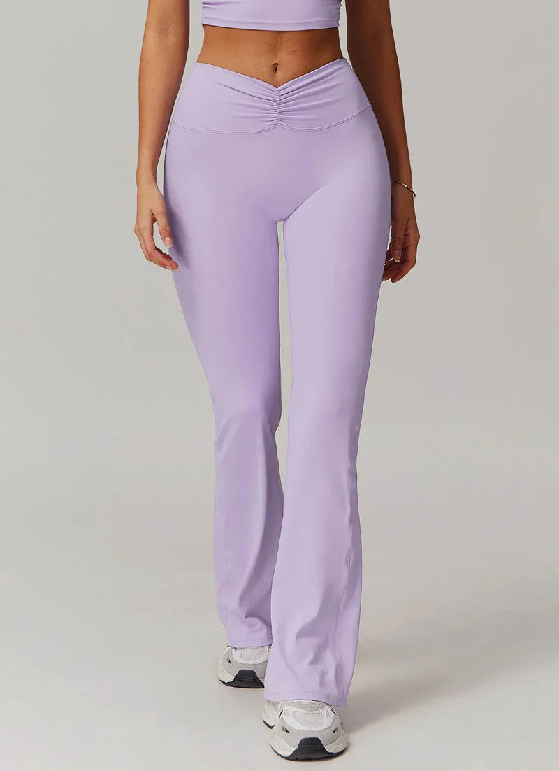 Bootcut Yoga Leggings Damen mit V-Cross Waist – Fitnesshose