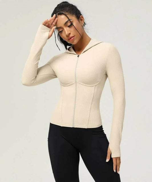 Damen Kapuzenjacke mit Reißverschluss – Figurbetont & Sportlich