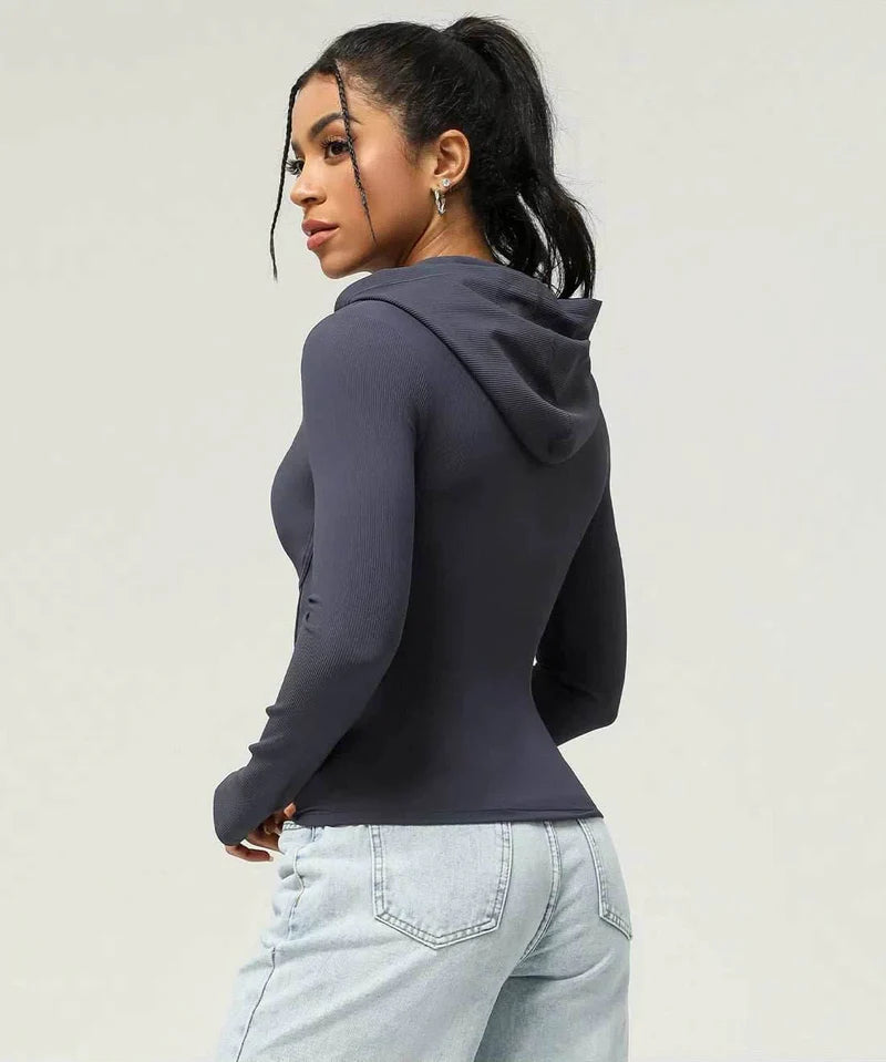 Damen Kapuzenjacke mit Reißverschluss – Figurbetont & Sportlich