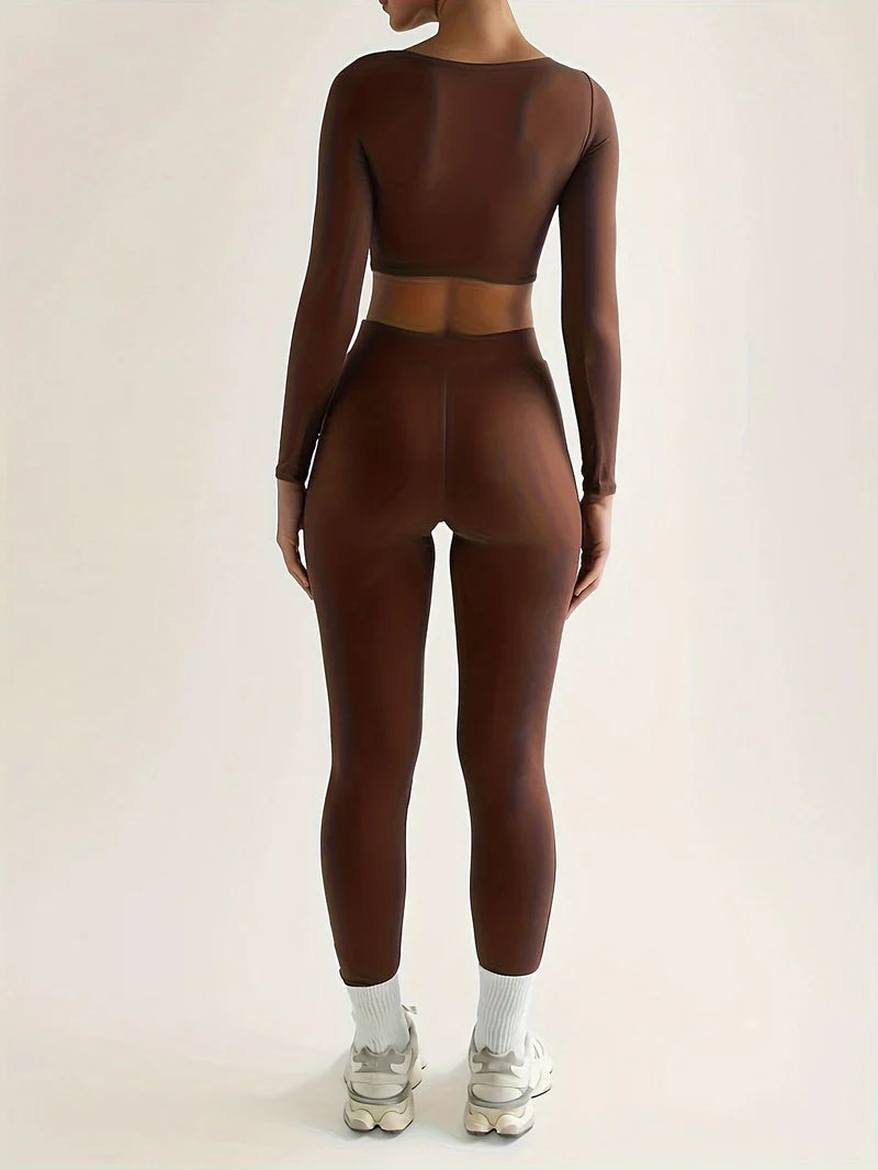 Damen Sport Set mit Leggings & Crop Top – Fitness Outfit