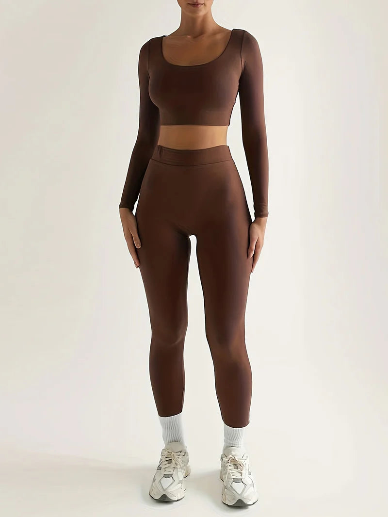 Damen Sport Set mit Leggings & Crop Top – Fitness Outfit