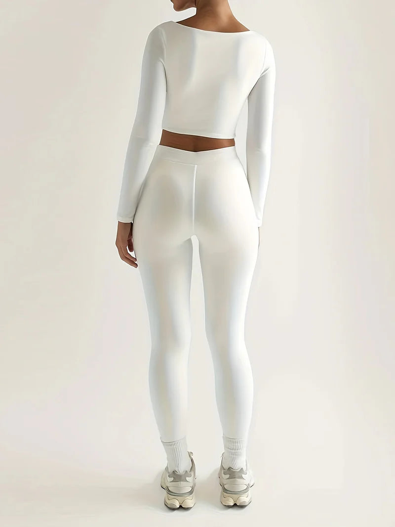 Damen Sport Set mit Leggings & Crop Top – Fitness Outfit